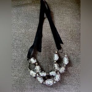 Glass beaded necklace with ribbon tie